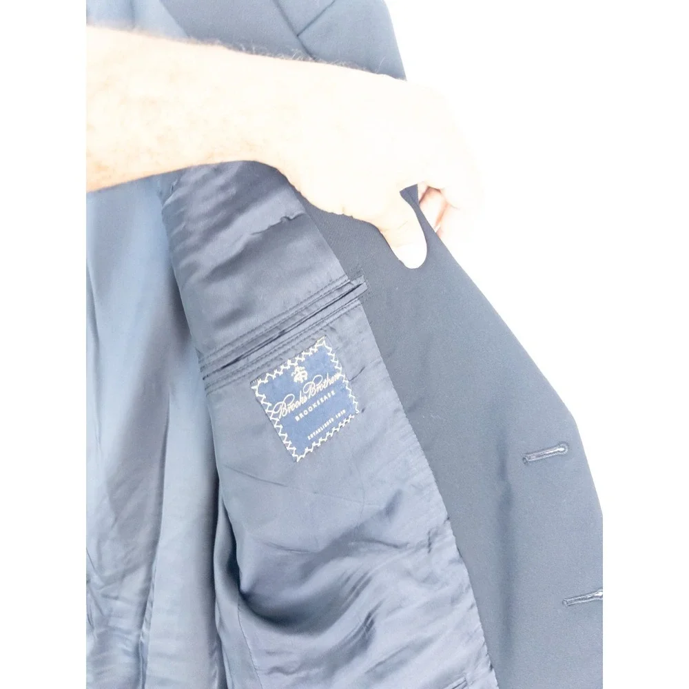 Brook Brothers Broksease Blazer Suit‎ Jacket Mens 42R Blue Single Breasted